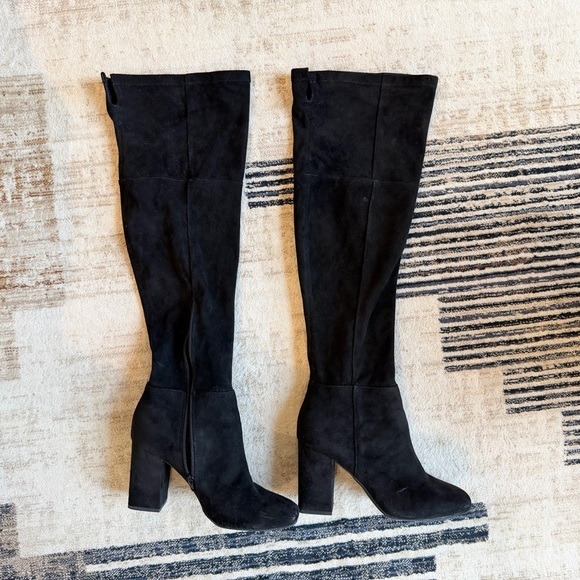 Women's Black faux Suede over the Knee Boots - Picture 12 of 16